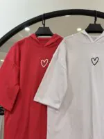 تیشرت باکسی کلاهدار سینه قلب (35532) - Image 3