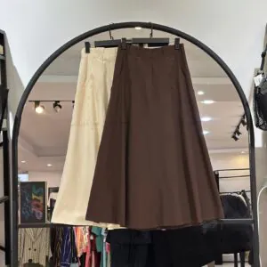 دامن لینن کلوش جلو نواری پشت کش سیندرلا (35531)