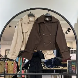 ترنچ کت کتان زارا یقه ایستاده (35648)