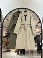 بارونی بلند کمر مثلثی پشت چاک (35672)