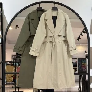 بارونی بلند کمر مثلثی پشت چاک (35672)