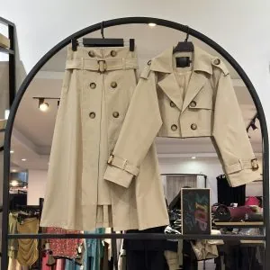 ست کت و دامن مزونی کتان زارا میله ای درجه یک آپامه(35684)