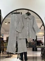 ست شومیز شلوار بافت حصیری زنبوری لمه دار (35703)