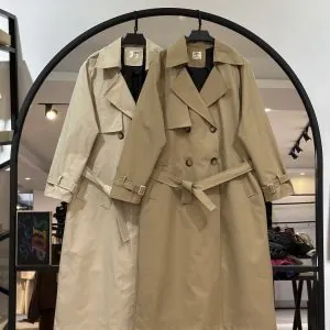 بارانی بلند کتان زارا پشت دکمه خور (35756)