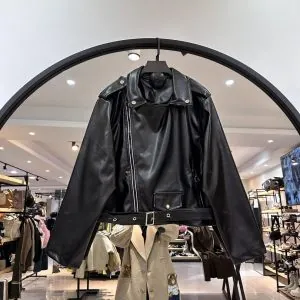 کت چرم تو کرکی تک جیب زیپ یکطرف خور (35869)