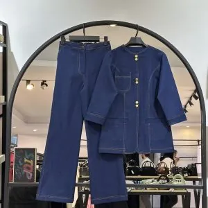 ست کت و شلوار جین مزونی لیزا (36013)