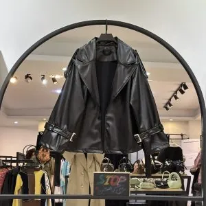 کت بارونی کمربند دار چرم ماشا (36054)