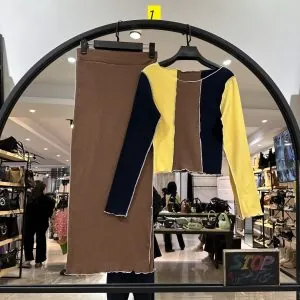 ست کراپ دامن کبریتی کثیف دوزی (36086)