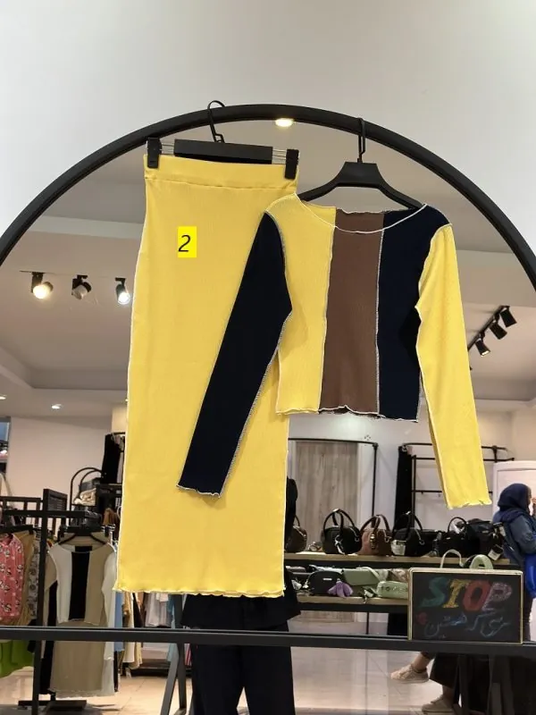 ست کراپ دامن کبریتی کثیف دوزی (36086) - Image 2