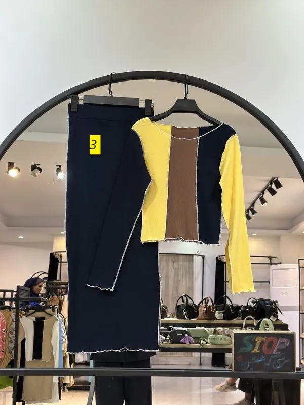 ست کراپ دامن کبریتی کثیف دوزی (36086) - Image 3