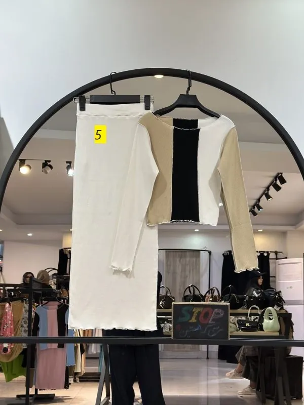 ست کراپ دامن کبریتی کثیف دوزی (36086) - Image 5