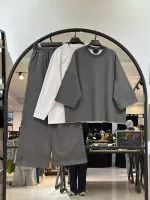 ست سه تیکه ترکیبی دورس تو کرکی و تیشرت شومیزی نخ پنبه (36101)