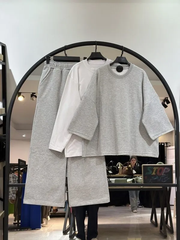 ست سه تیکه ترکیبی دورس تو کرکی و تیشرت شومیزی نخ پنبه (36101) - Image 2